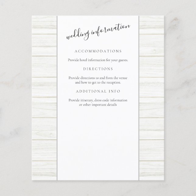 Script élégant Bois rustique Informations d'invité (Devant)