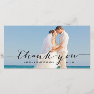 Script élégant | Carte photo mariage Merci