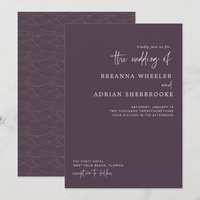 Script élégant | Faire-part de mariage moderne (Devant / Derrière)