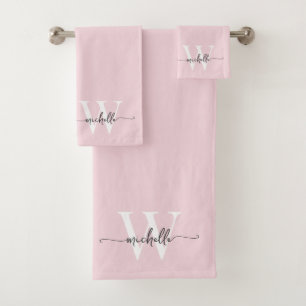 Script élégant Moderne Blush Rose Nom Monogramme
