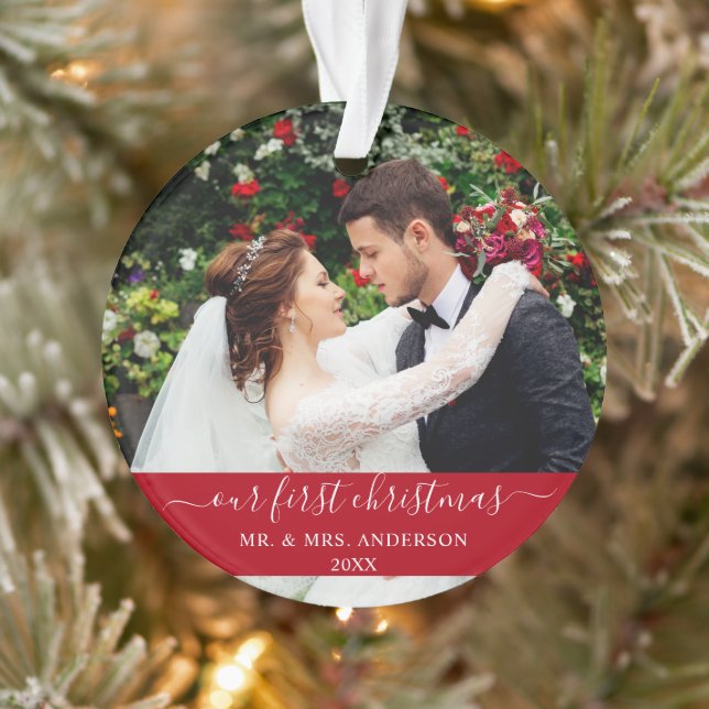 Script élégant Notre premier Noël Rouge (Arbre)