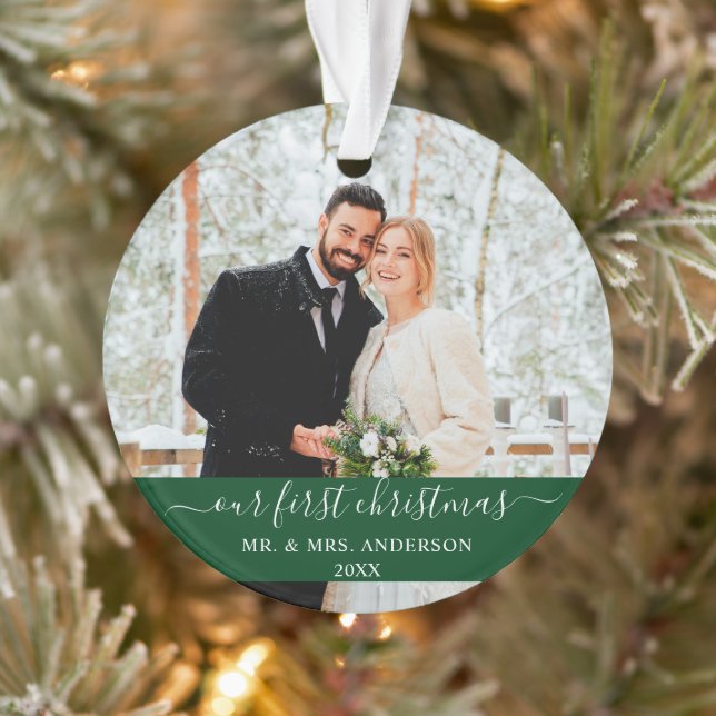 Script élégant Notre premier Noël Vert (Arbre)