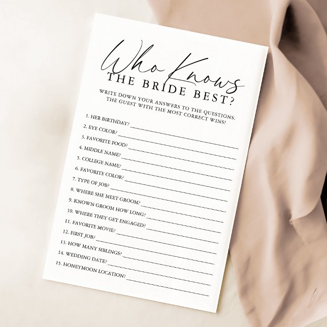 Script Élégant Qui Connaît La Mariée Meilleur Jeu (Créateur téléchargé)