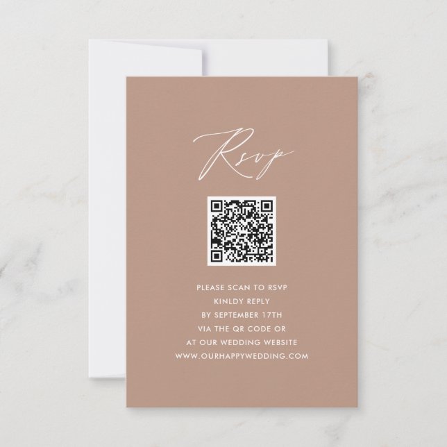 Script élégant rose vif Simple mariage QR RSVP (Devant)