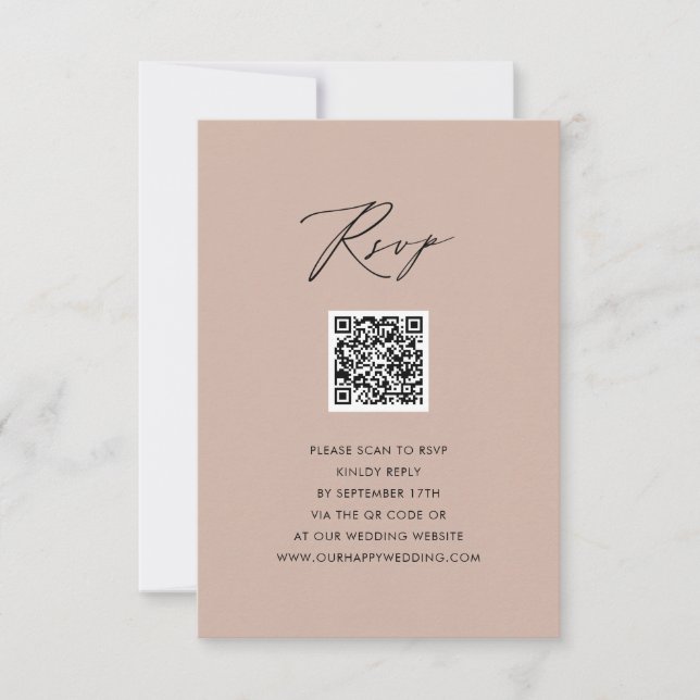 Script élégant rose vif Simple mariage QR RSVP (Devant)