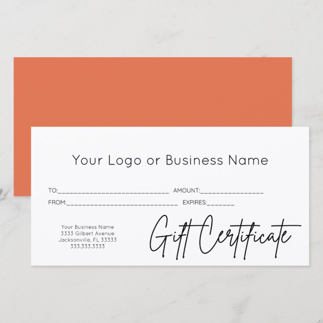 Script en terre cuite Logo Certificat cadeau d'ent (Devant / Derrière)