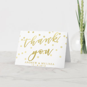 Script et Confetti en or Faux - Carte de remerciem