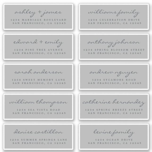 Script Étiquette de adresse invité ORDER 6" ou 8"  (Devant)