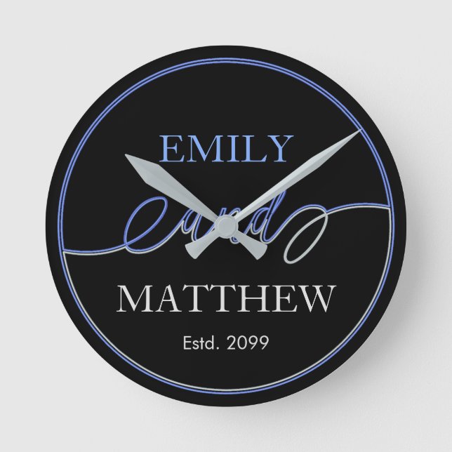 Script Faisant Avec Couple Names Horloge murale (Recto)