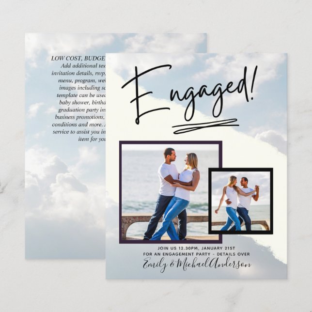 SCRIPT FIANÇAILLES DE PHOTO BUDGET Faire-part Invi (Devant / Derrière)