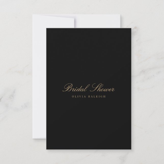 Script Gold & Black Bridal Shower Invitation (Devant)