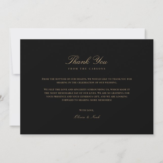 Script Gold & Black Carte de remerciements (Devant)
