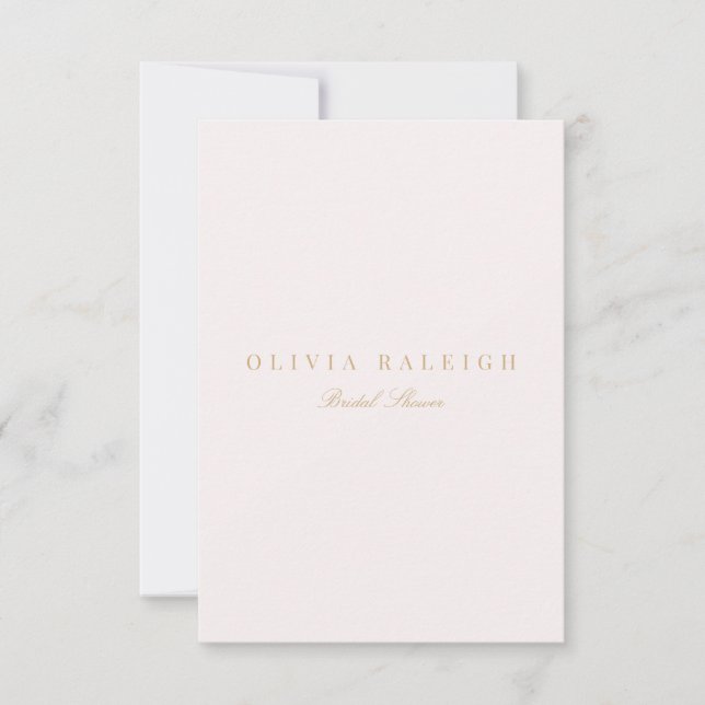 Script Gold & Blush Pink Bridal Shower Invitation (Devant)