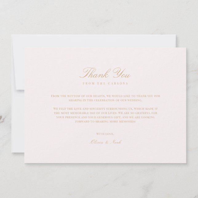 Script Gold & Blush Pink Carte de remerciements (Devant)