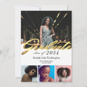 Script Gold branché Quatre Photo Collage Graduatio