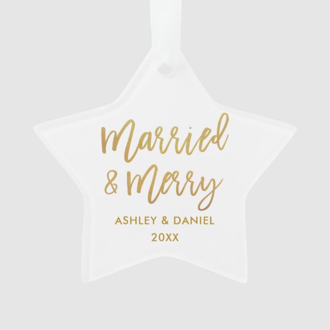 Script Gold Brush Marié & Merry Mariage Star (devant)