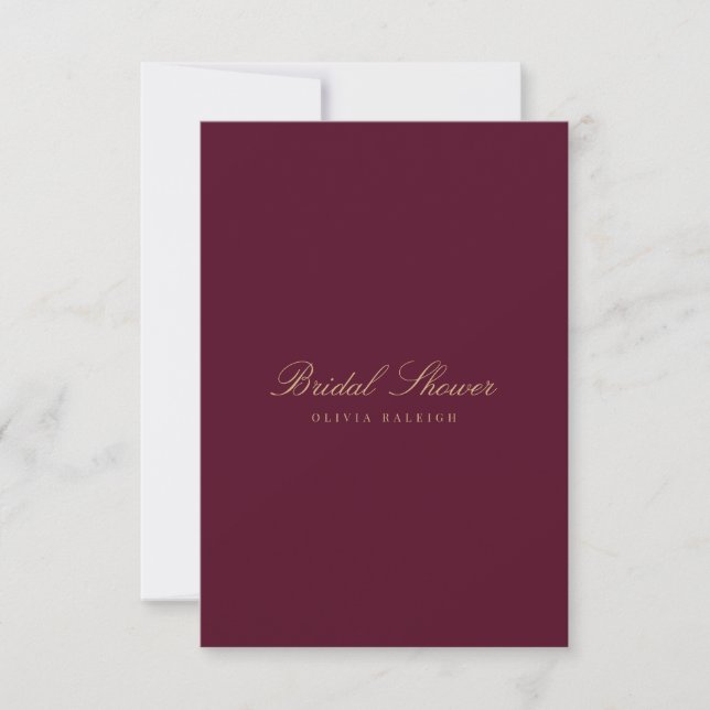 Script Gold & Burgundy Invitation de douche nuptia (Devant)