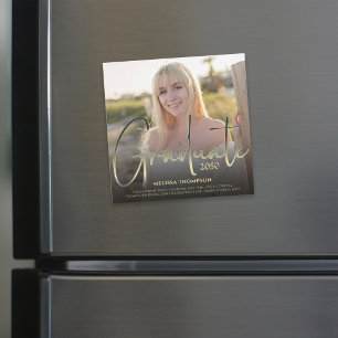 Script Gold Graduate noir Photo simple magnétique