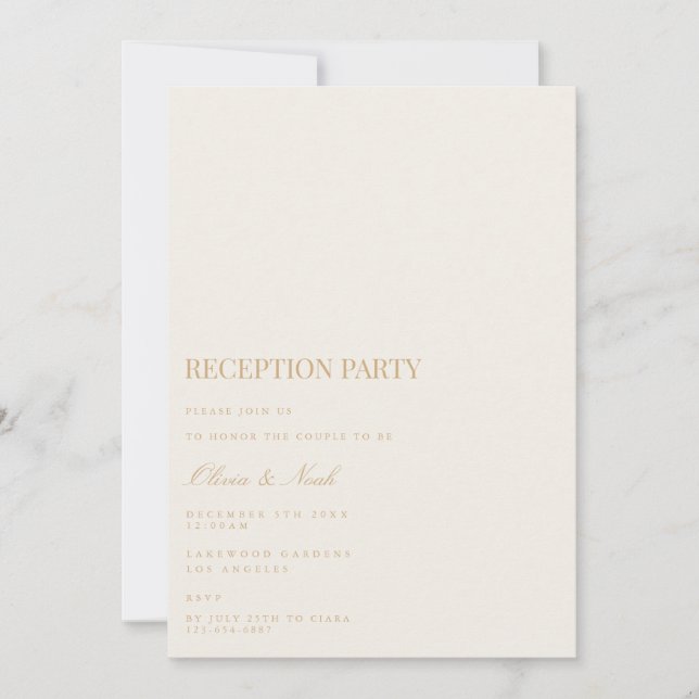 Script Gold & Ivory Réception Carte d'invitation (Devant)