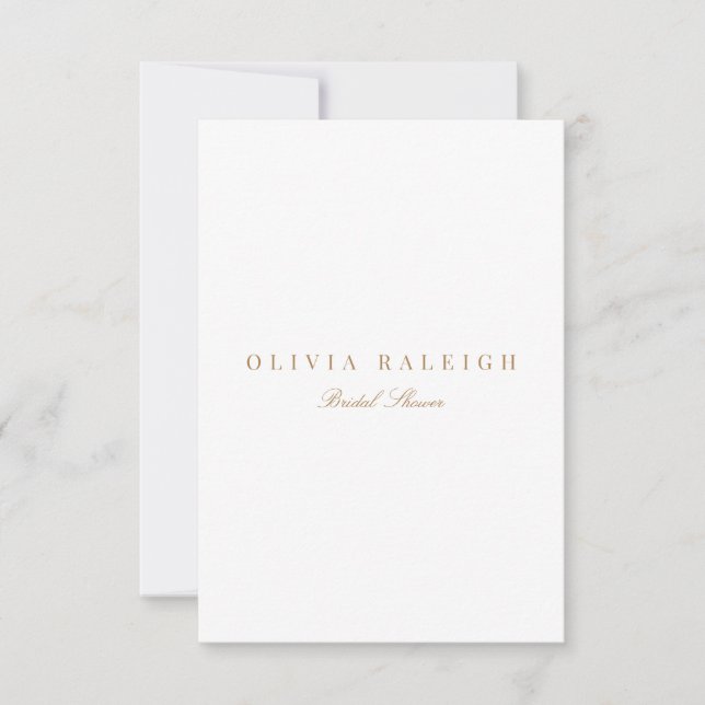 Script Gold & White Bridal Shower Invitation (Devant)