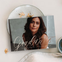 Script Grad Moderne Graduation Foil Invitation