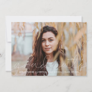Script Grad Photo Graduate Faire-part Card_ash