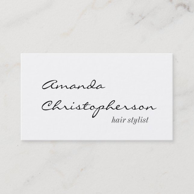 Script Handwrite Hair Stylliste Carte de visite bl (Devant)