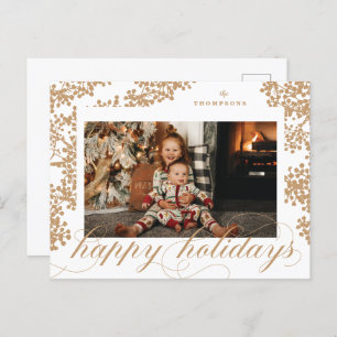 Script Happy Holidays Foliage Photo Carte postale