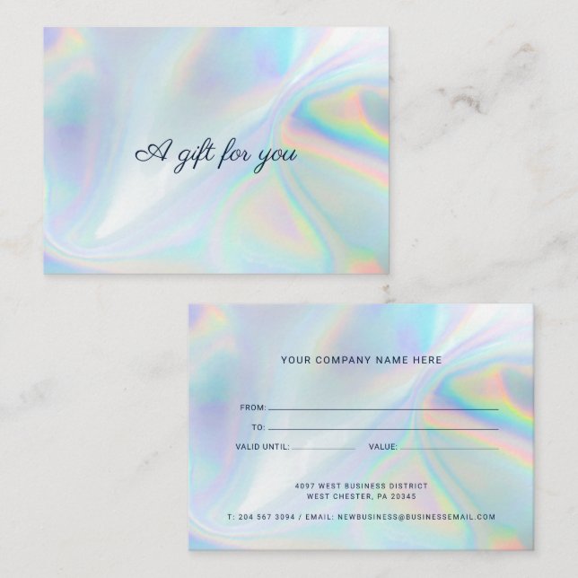Script holographique Certificat cadeau d'entrepris (Devant / Derrière)