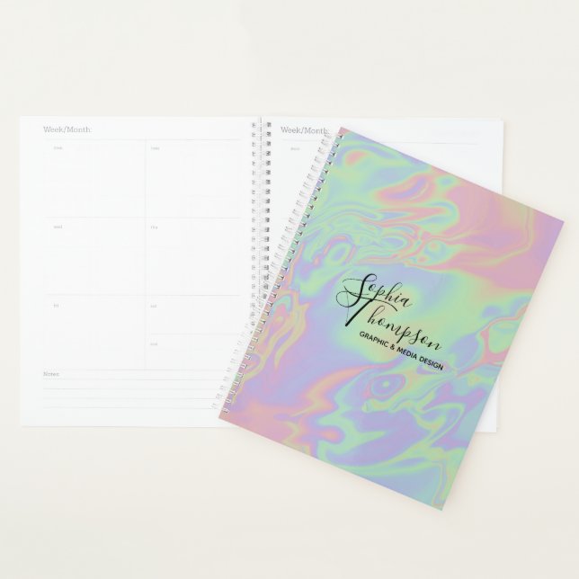 Script holographique moderne Rainbow Pastel - Plan (Devant avec enveloppe)