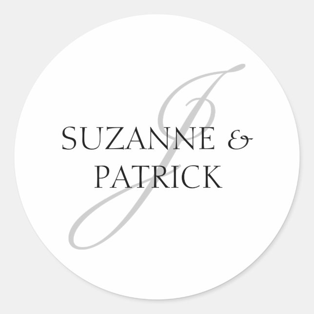 Script J Étiquette Monogramme (Argent / Noir) (Devant)