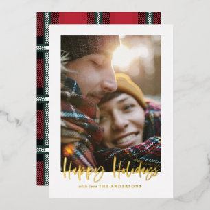 script joyeuses fêtes rouge tartan photo vacances 