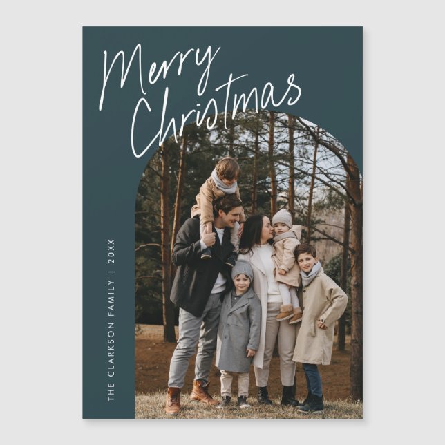 Script Joyeux Arche de Noël Photo Carte magnétique (Devant)