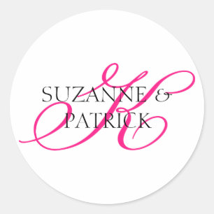 Script K Étiquette Monogramme (Rose Chaud / Noir)