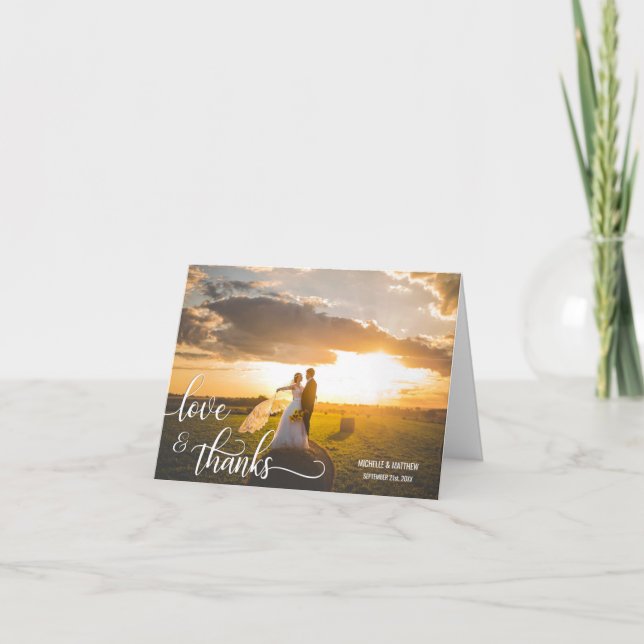 Script LOVE & THANKS Carte de note mariage | PHOTO (Devant)