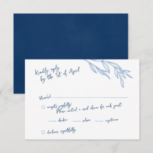 Script manuscrit moderne RSVP Cartes Bleu