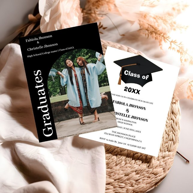 Script minimaliste double graduation faire-part (Créateur téléchargé)