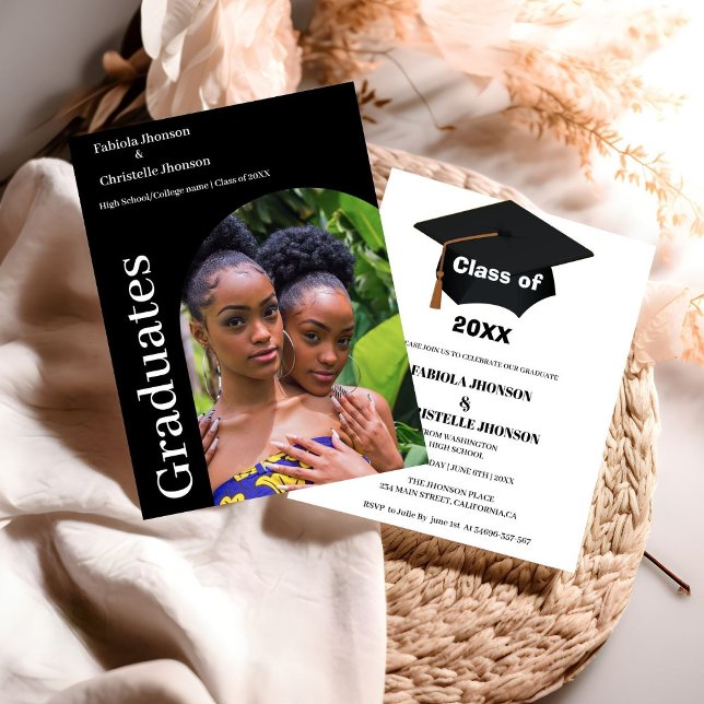 Script minimaliste double graduation faire-part (Créateur téléchargé)