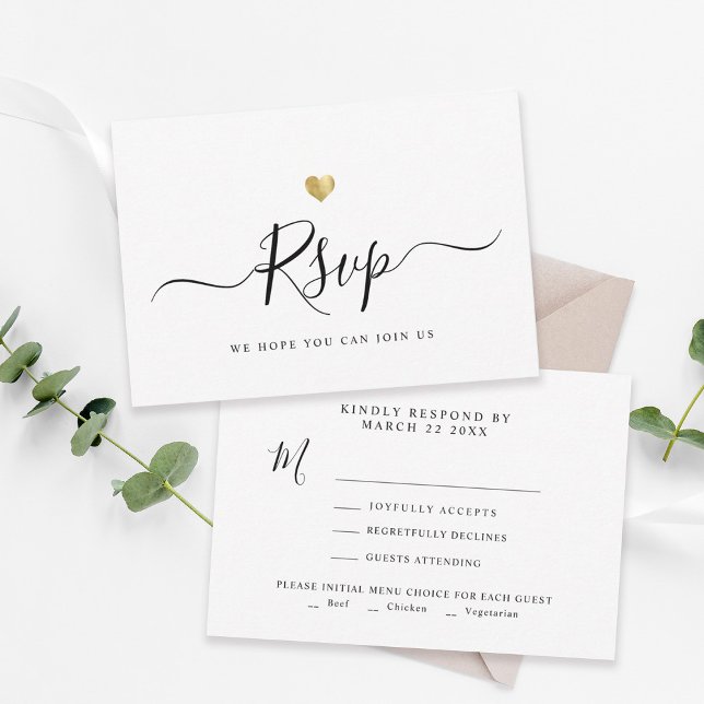 Script minimaliste moderne Chic Gold Wedding RSVP (Créateur téléchargé)