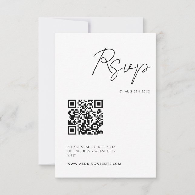 Script minimaliste moderne RSVP QR Code (Devant)