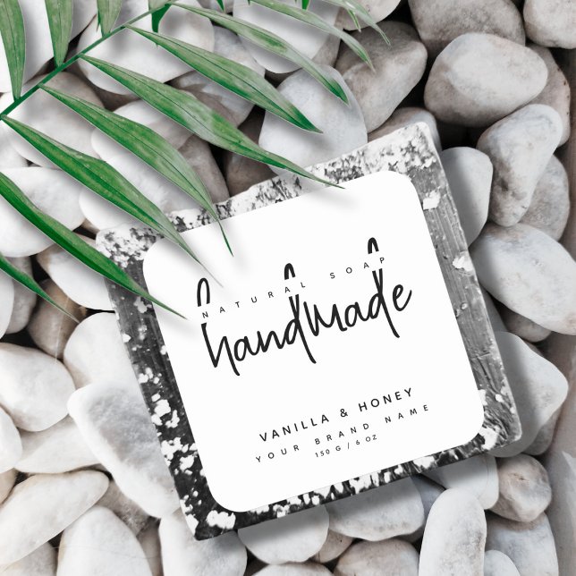 Script minimaliste noir étiquette de savon fait ma (Créateur téléchargé)