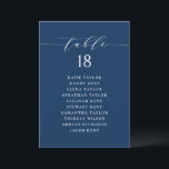 Script minimaliste Plan de siège bleu Numéro de ta<br><div class="desc">Il s'agit d'un plan de sièges personnalisable par numéro de table. Il présente un scénario fantaisiste et une typographie classique sur un arrière - plan bleu marine. Personnalisez en ajoutant vos propres détails. Ce plan minimaliste de table est parfait pour les mariages, les baby showers, les douches nuptiales, les anniversaires,...</div>