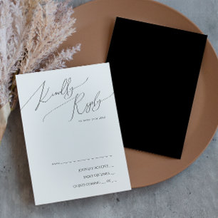 Script minimaliste Whimsical   Carte RSVP noire