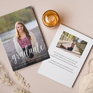 Script moderne 2 Faire-part de graduation photo