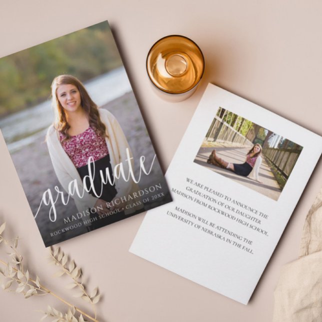 Script moderne 2 Faire-part de graduation photo (Créateur téléchargé)