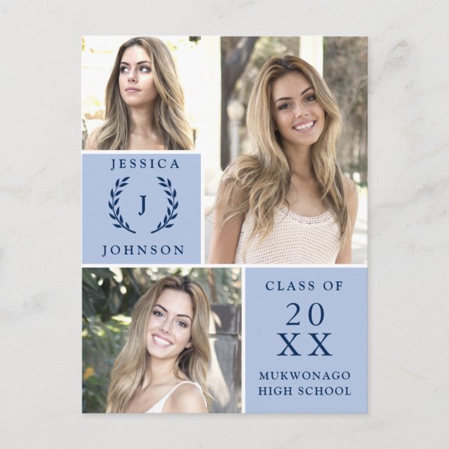 Script moderne 3 PHOTO Graduation Party Invitation (Devant)