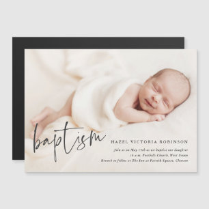 Script moderne Baptême & Christening Invitation
