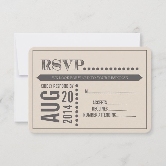 Script moderne Beige & Grey Wedding RSVP (Devant)
