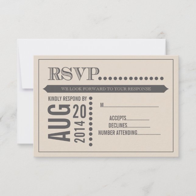 Script moderne Beige & Grey Wedding RSVP (Devant)