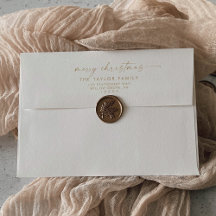 Script moderne | Carte de Noël or et crème